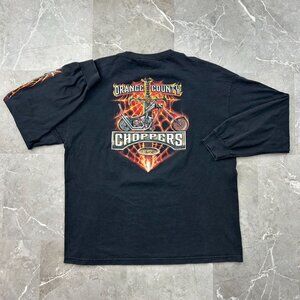 Vintage Orange County Choppers Graphic Tee Mens 2XL XXL Long Sleeve Flames Shirt